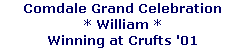 Comdale Grand Celebration








* William *








Winning at Crufts '01