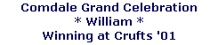 Comdale Grand Celebration








* William *








Winning at Crufts '01